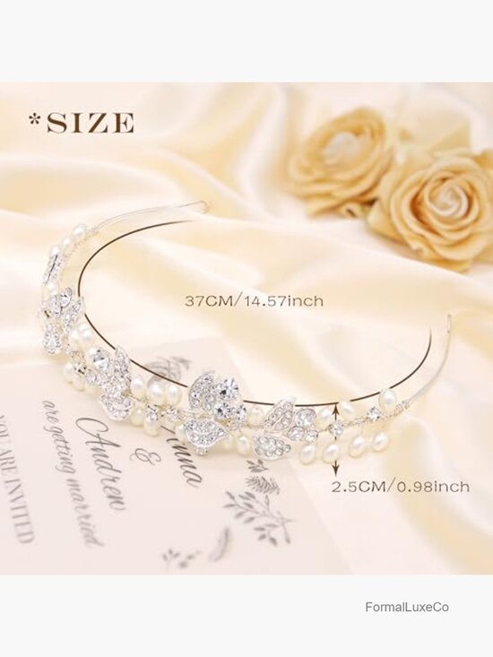 Wedding Headband with Pearls and Rhinestones Tiara Hair Accessory main image 4